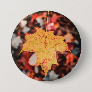 Badge Rond 7,6 Cm Bouton Feuille automne