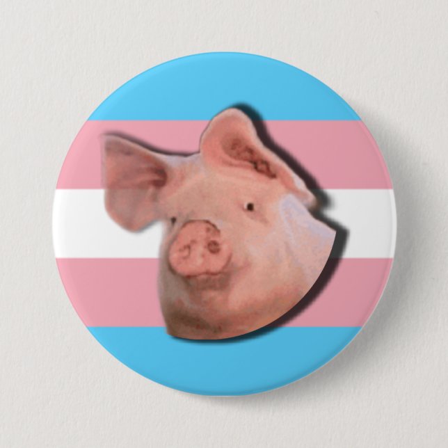 Badge Rond 7,6 Cm Bouton Fierté de Trans Pig (Devant)