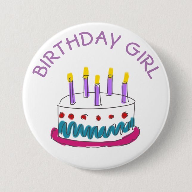 Badge Rond 7,6 Cm Bouton Fille d'anniversaire (Devant)