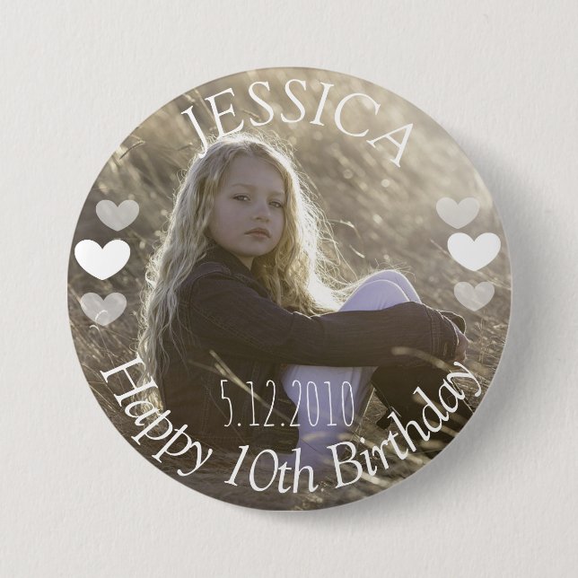 Badge Rond 7,6 Cm Bouton Fille d'anniversaire (Devant)