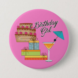 Badge Rond 7,6 Cm Bouton Fille d'anniversaire