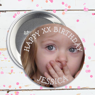 Badge Rond 7,6 Cm Bouton Fille d'anniversaire personnalisé