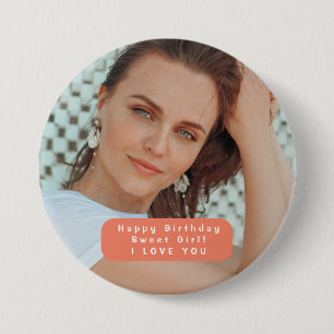 Badge Rond 7,6 Cm Bouton Fille d'anniversaire personnalisé