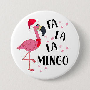 Badge Rond 7,6 Cm Bouton Flamant de Noël