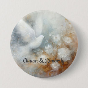 Badge Rond 7,6 Cm Bouton floral de colombes de mariage - Personnalis
