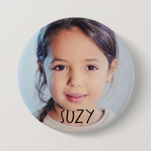 BADGE ROND 7,6 CM BOUTON GRAND FORMAT PHOTO PERSONNALISÉ AVEC NOM