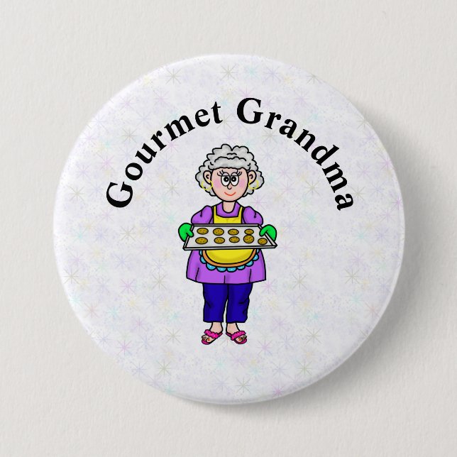 Badge Rond 7,6 Cm Bouton Grand-mère gourmet (Devant)