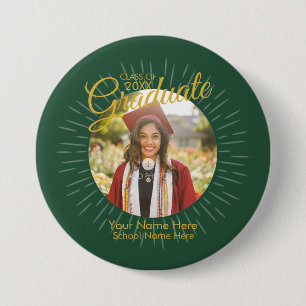 Badge Rond 7,6 Cm Bouton Green & Gold Star Graduate