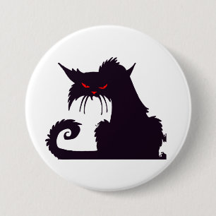 Badge Rond 7,6 Cm Bouton grincheux de chat noir