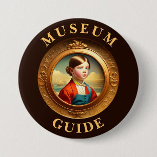 Badge Rond 7,6 Cm Bouton Guide du musée