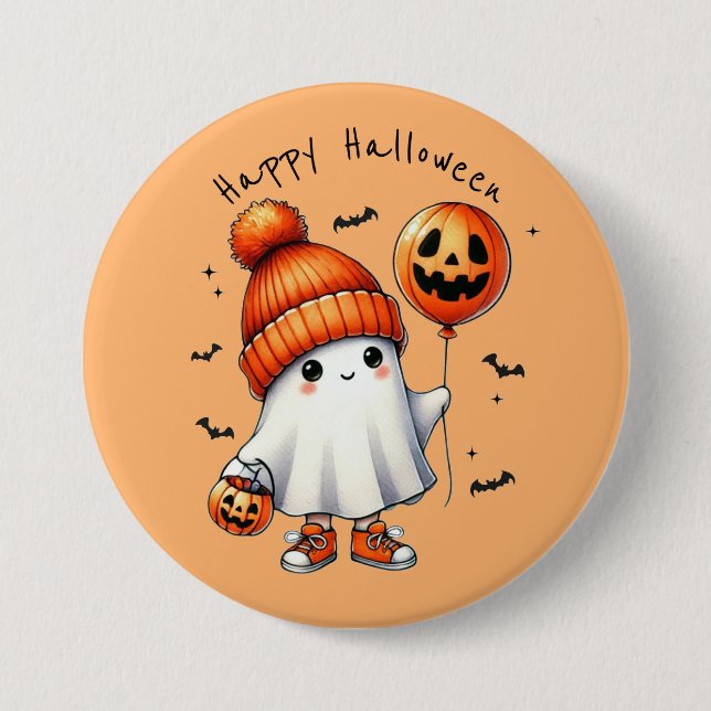Badge Rond 7,6 Cm Bouton Halloween Fantôme mignon (Devant)