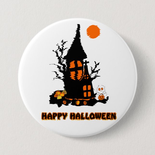 Badge Rond 7,6 Cm Bouton Halloween heureux (Devant)