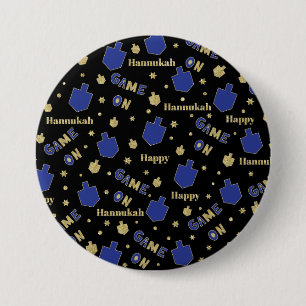 Badge Rond 7,6 Cm Bouton Hanoukka, Jeu activé