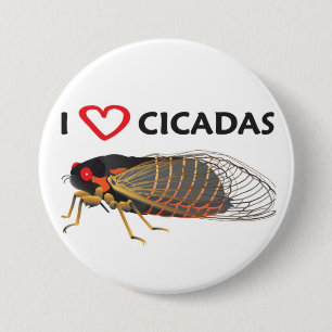 Badge Rond 7,6 Cm Bouton "I Love Cicada"