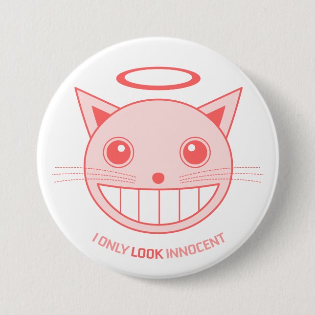 Badge Rond 7,6 Cm Bouton innocent de chat (Devant)