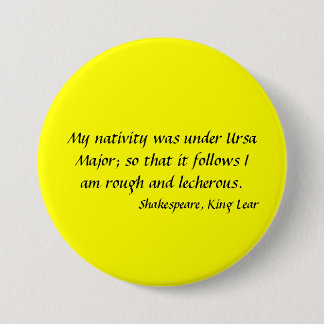 Badge Rond 7,6 Cm Bouton/Insigne - Shakespeare, "King Lear" 7,5 Cm R