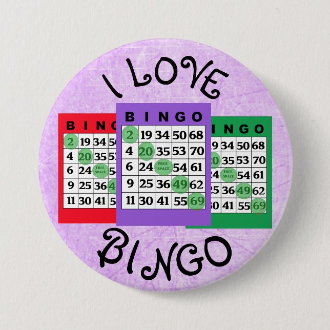 Badge Rond 7,6 Cm Bouton J'aime les cartes BINGO (Devant)
