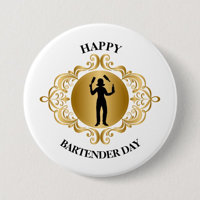Badge Rond 7,6 Cm Bouton Jour du barman féminin (Devant)