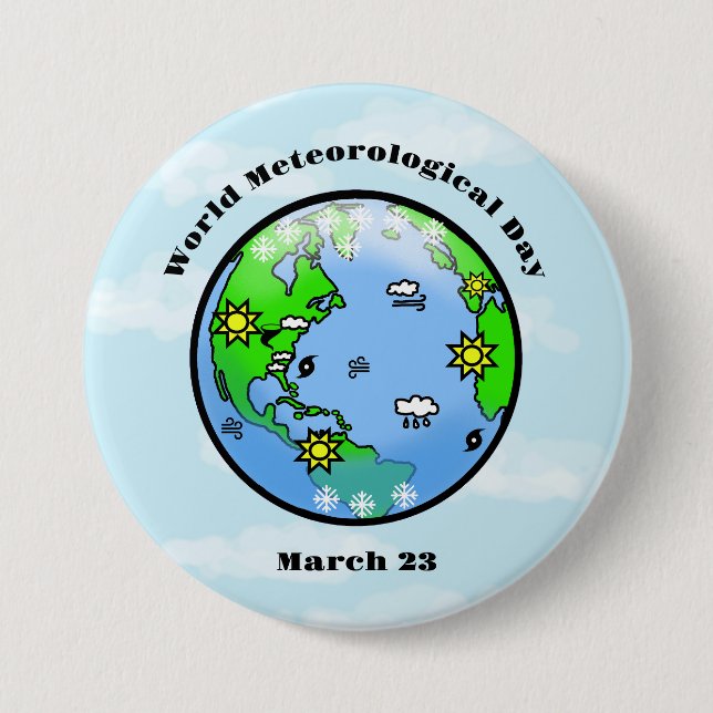 Badge Rond 7,6 Cm Bouton Journée météorologique mondiale (Devant)