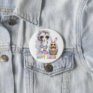 Badge Rond 7,6 Cm Bouton Joyeuses Pâques