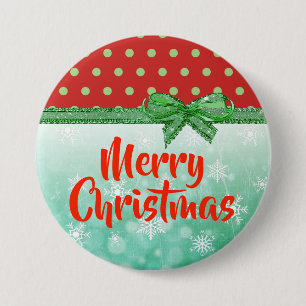 Badge Rond 7,6 Cm Bouton Joyeux Noël rouge et vert