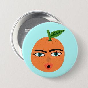Badge Rond 7,6 Cm Bouton Joyeux Orange Whimsical