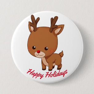 Badge Rond 7,6 Cm Bouton Joyeux Reindeer