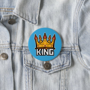 Badge Rond 7,6 Cm Bouton King Crown élégant