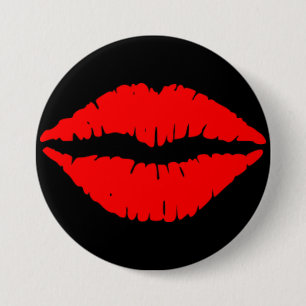 Badge Rond 7,6 Cm Bouton Lèvres rouges