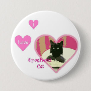 Badge Rond 7,6 Cm Bouton LRG de chat de spaghetti