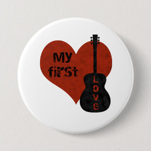 Badge Rond 7,6 Cm Bouton Ma première guitare d'amour
