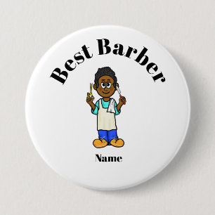 Badge Rond 7,6 Cm Bouton meilleur barbier - Barbier noir