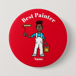 Badge Rond 7,6 Cm Bouton meilleur peintre pour peintre noir