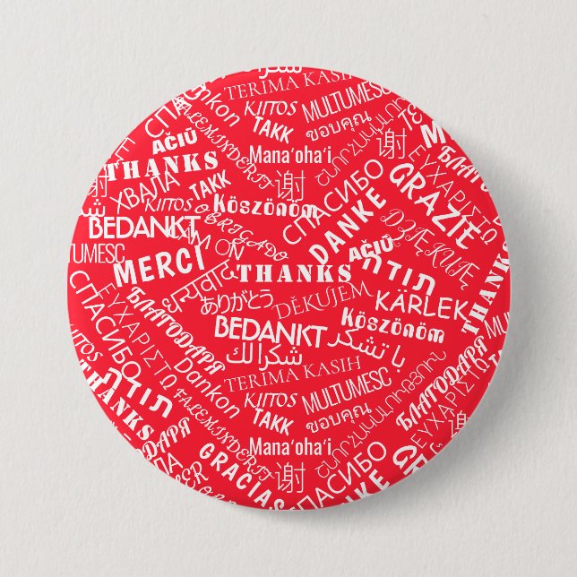 Badge Rond 7,6 Cm Bouton Merci international multilingue Cadeau inte (Devant)