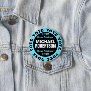 Badge Rond 7,6 Cm Bouton Modèle d'élection du président de classe pe