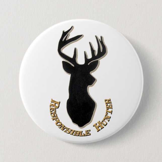Badge Rond 7,6 Cm Bouton Motif de cerf chasseur responsable (Devant)