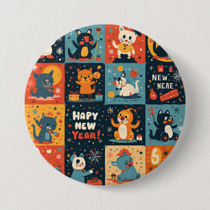 Badge Rond 7,6 Cm Bouton motif Nouvel An