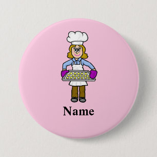 Badge Rond 7,6 Cm Bouton Nom du boulanger féminin