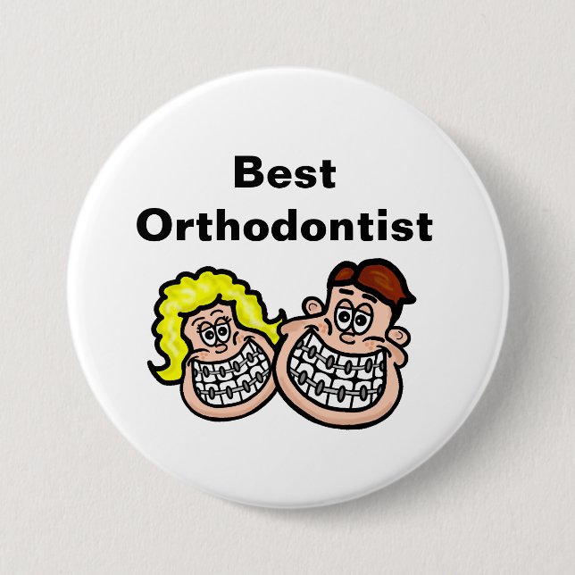 Badge Rond 7,6 Cm Bouton Orthodontiste (Devant)