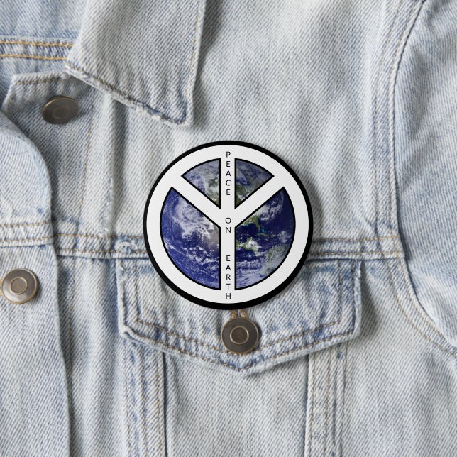 Badge Rond 7,6 Cm Bouton Paix sur Terre (En situation)
