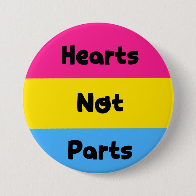 Badge Rond 7,6 Cm Bouton Pansexual de fierté de pièces de coeurs pas (Devant)