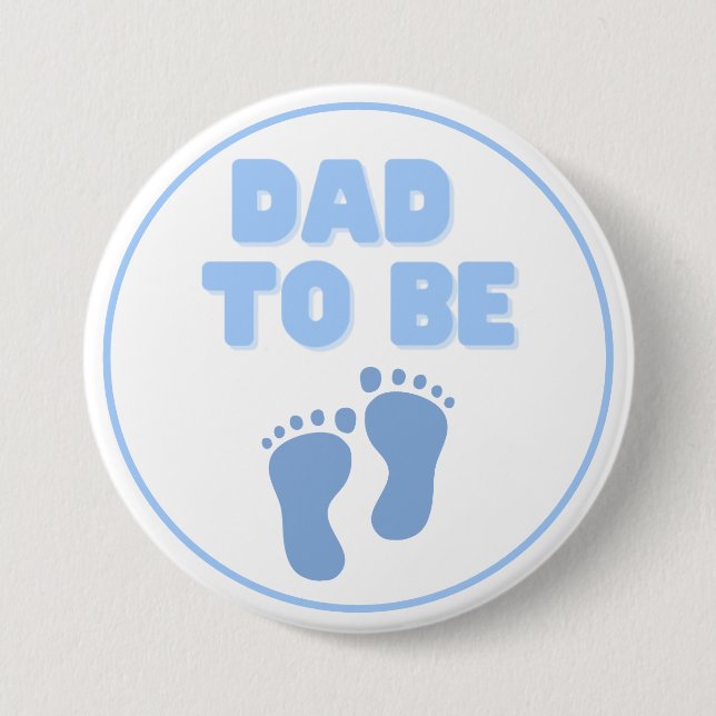 Badge Rond 7,6 Cm Bouton Papa to Be Blue Footprints (Devant)