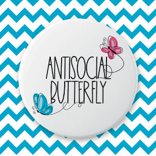 Badge Rond 7,6 Cm Bouton papillon asocial drôle