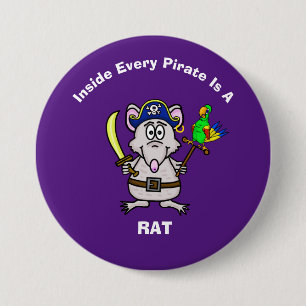 Badge Rond 7,6 Cm Bouton Pirate Rat