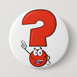 Badge Rond 7,6 Cm Bouton point d'interrogation rouge