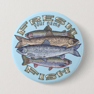 Badge Rond 7,6 Cm Bouton Poisson frais