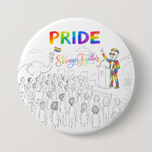 Badge Rond 7,6 Cm Bouton PRIDE Plus forts ensemble