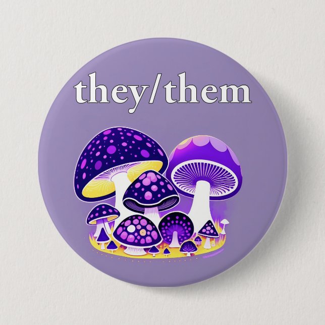 Badge Rond 7,6 Cm bouton pronom du champignon (Devant)