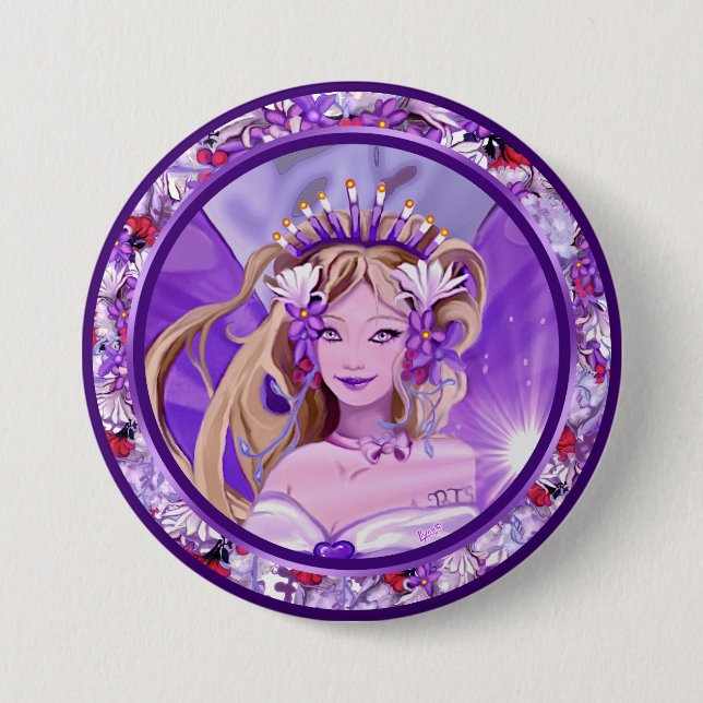 Badge Rond 7,6 Cm Bouton Purple Sun Fairy (Devant)