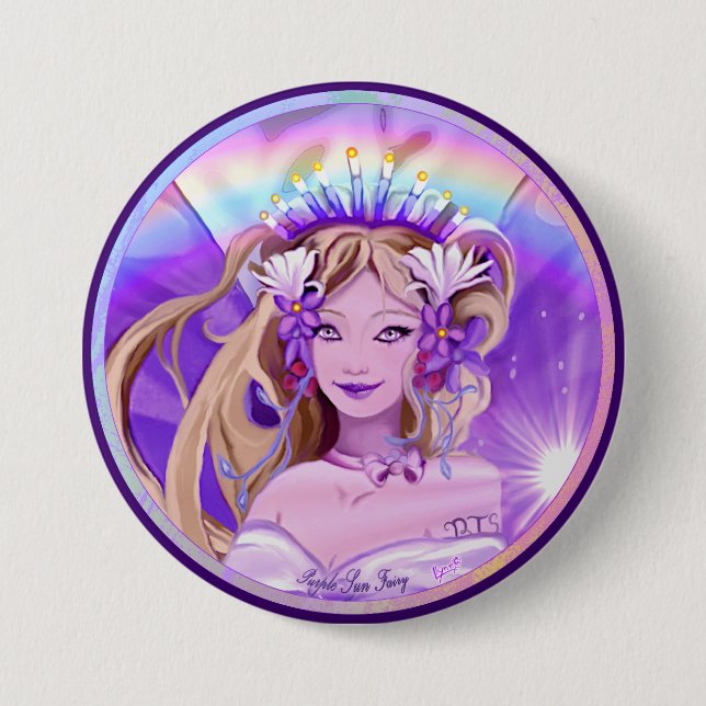 Badge Rond 7,6 Cm Bouton Purple Sun Fairy (Devant)